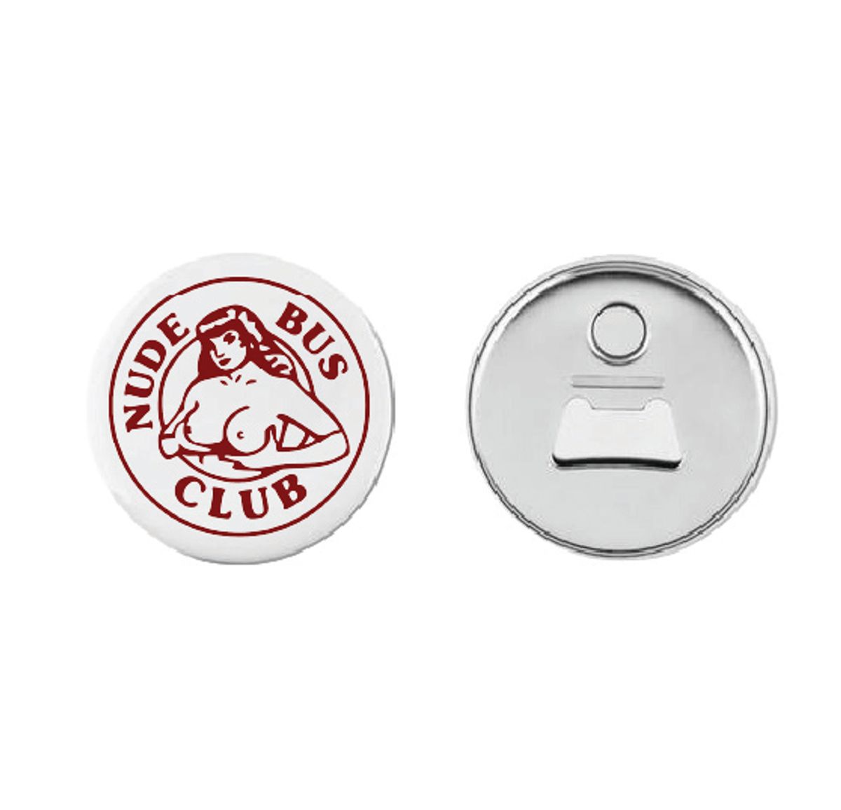 Nude Bus Club Rød Button t 55mm, Velg alternativ i menyen