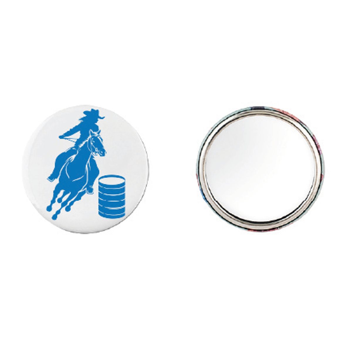 Blå Hest Button 55mm, Velg alternativ menyen