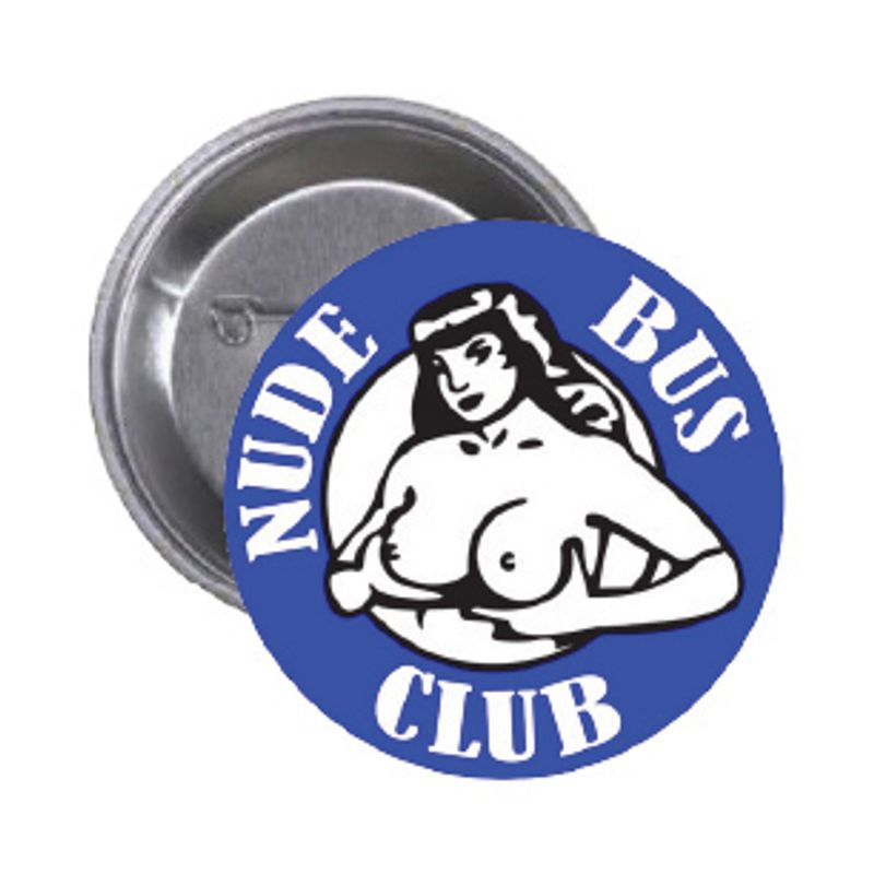 Nude Bus Club Blå Button 55mm, Velg alternativ i menyen