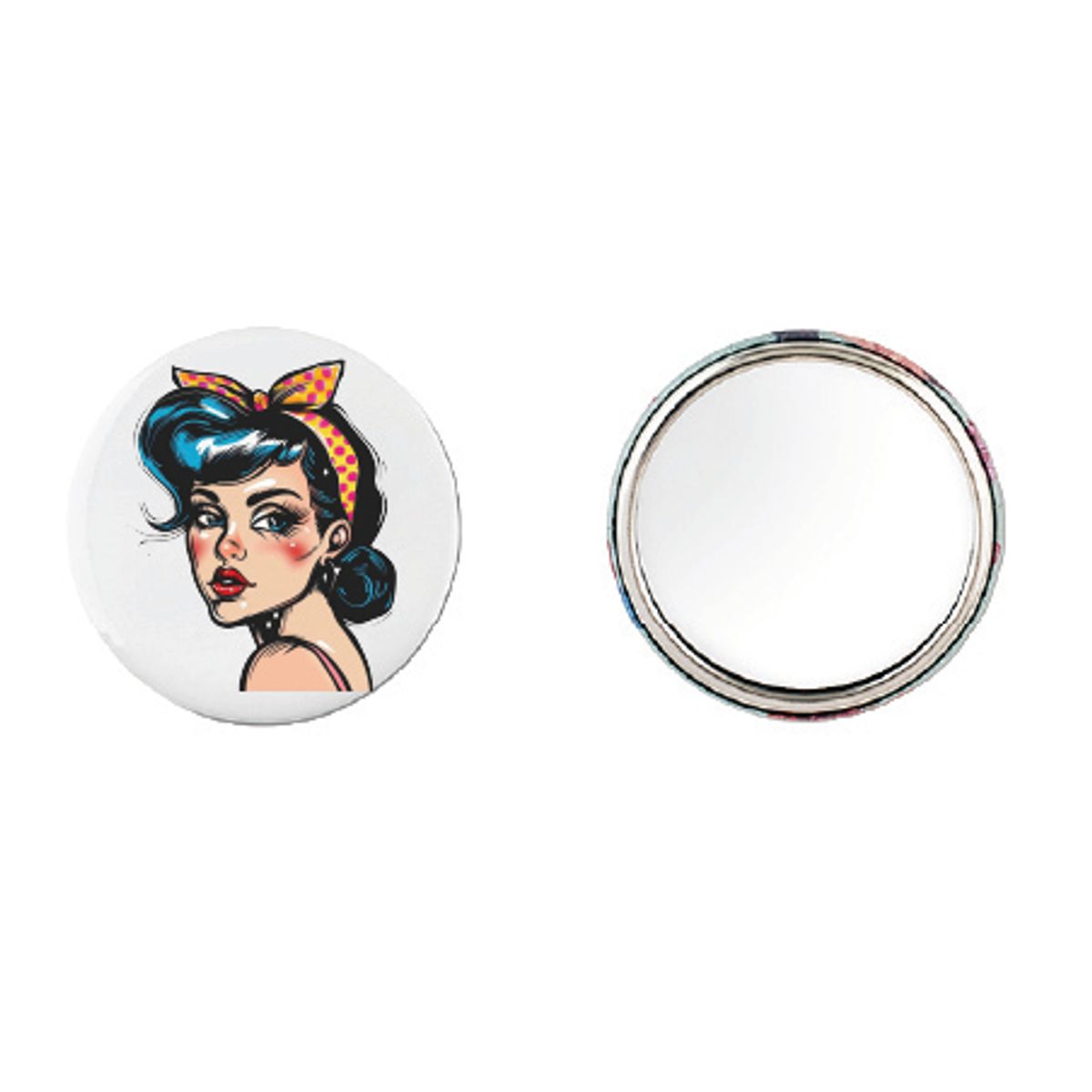 Pin Up M/Gult Skaut Button 55mm, Velg alternativ i menyen